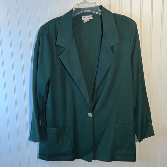 Vintage Alice Stuart One Button Blazer Jacket Women's size Large Green Office - Picture 1 of 12